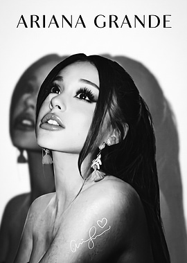 Ariana Grande Black and White Portrait