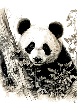 Detailed Panda Portrait in Nature