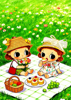 Two Girls Having a Picnic
