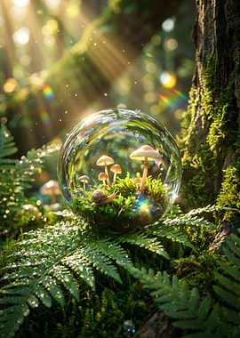 Enchanted Forest Snail in Glass Sphere