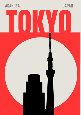 Tokyo Skytree Minimalist Japanese City Poster