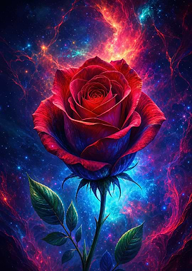 Cosmic Red Rose in Nebula