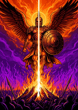 Winged Warrior Descending into Battle