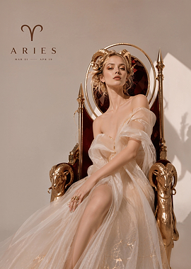 Aries Zodiac Queen on Throne