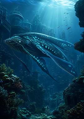 Bioluminescent Whale in Sunken City
