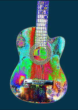 Psychedelic Colorful Acoustic Guitar