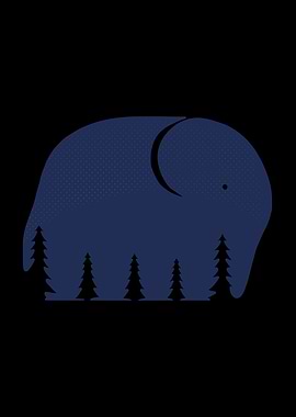 Minimalist Elephant Forest Silhouette Optical Illusion