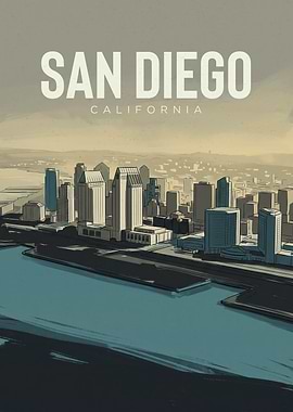 San Diego California Skyline Poster