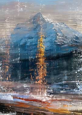 Abstract Mountain Landscape Oil Painting