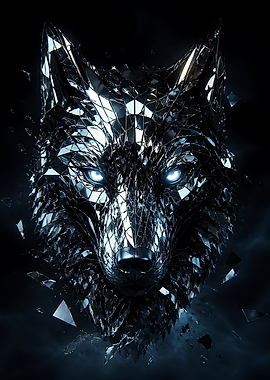 Shattered Crystal Wolf Head Portrait