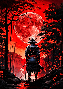 Samurai Under a Blood Red Moon