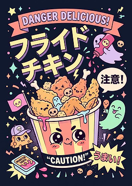 Danger Delicious Fried Chicken Illustration