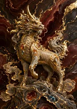 Divine Qilin & Flame Clouds