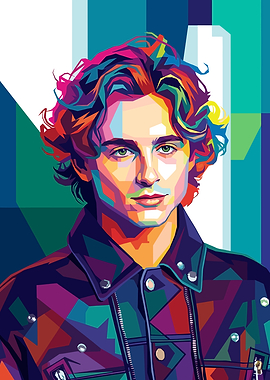 Colorful Pop Art Portrait of Timothée Chalamet