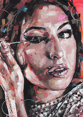 Amy Winehouse Applying Eyeliner painting
