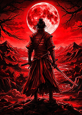 Samurai Under a Blood Red Moon