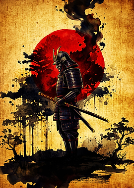 Samurai Warrior Before Red Sun