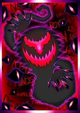 Dark Shadow Monster with Glowing Eyes