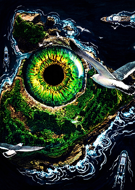 Surreal Island Eye Aerial View