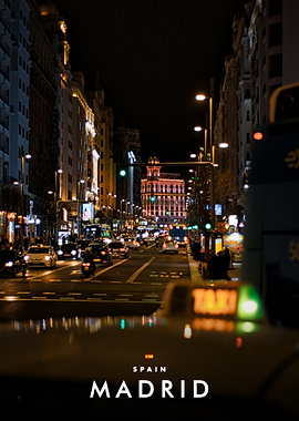 Nighttime Street View of Madrid
