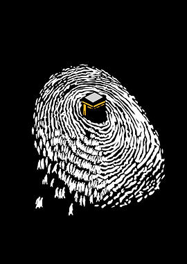 Kaaba Pilgrims Fingerprint Illustration