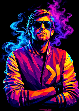 Neon Pop Art Portrait of Kavinsky