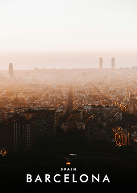 Barcelona Cityscape at Sunset