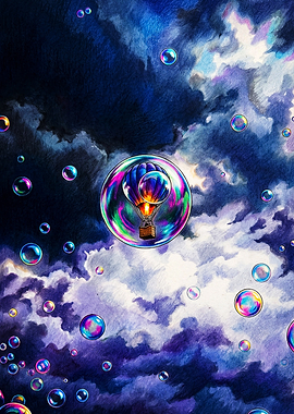 Hot Air Balloon Inside a Bubble