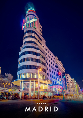 Edificio Carrión at Night in Madrid