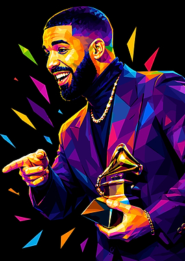 Drake Low Poly Pop Art Portrait