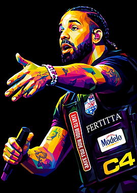 Colorful Pop Art Portrait of Drake