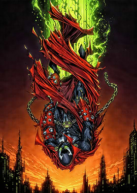 Spawn Falling Over Cityscape