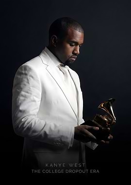 Kanye West with Grammy Award