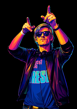 Vibrant Pop Art DJ Kavinsky Portrait