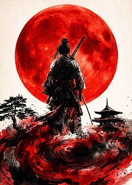Samurai Under a Blood Red Moon