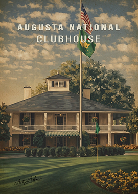 Augusta National Clubhouse Golf Poster