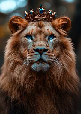 Majestic Lion King with Blue Eyes