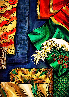 Abstract Japanese Traditional Pattern Collage