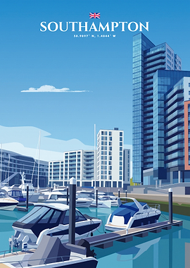Southampton Marina Travel Poster