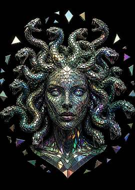 Mosaic Medusa with Snakes