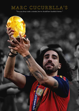 Marc Cucurella Holding World Cup Trophy
