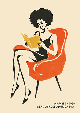 Vintage Style Woman Reading Book Poster
