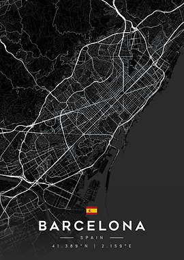 Barcelona Spain Minimalist City Map Poster