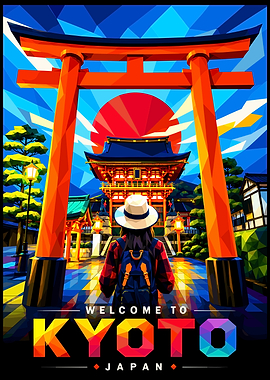 Welcome to Kyoto Japan Travel Poster