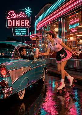 Roller Skating Diner Shake Delivery