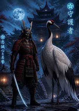 Samurai and Red-Crowned Crane