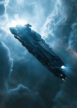 Massive Spaceship in Nebula Clouds