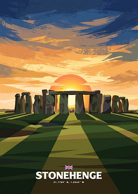 Stonehenge Sunset Travel Poster