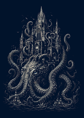 Gothic Castle on Giant Kraken