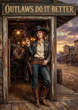 Outlaws Do It Better Cowgirl Poster